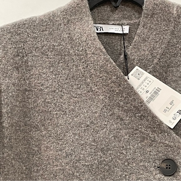 Zara, Taupe/Gray Two Button Cardigan Sweater, Size M - Picture 5 of 7